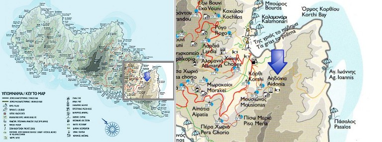 Χάρτης: Αηδόνια, Άνδρος
