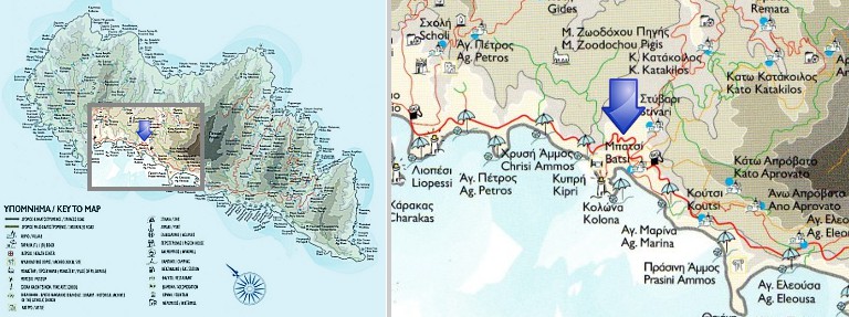 Map of Batsi, Andros